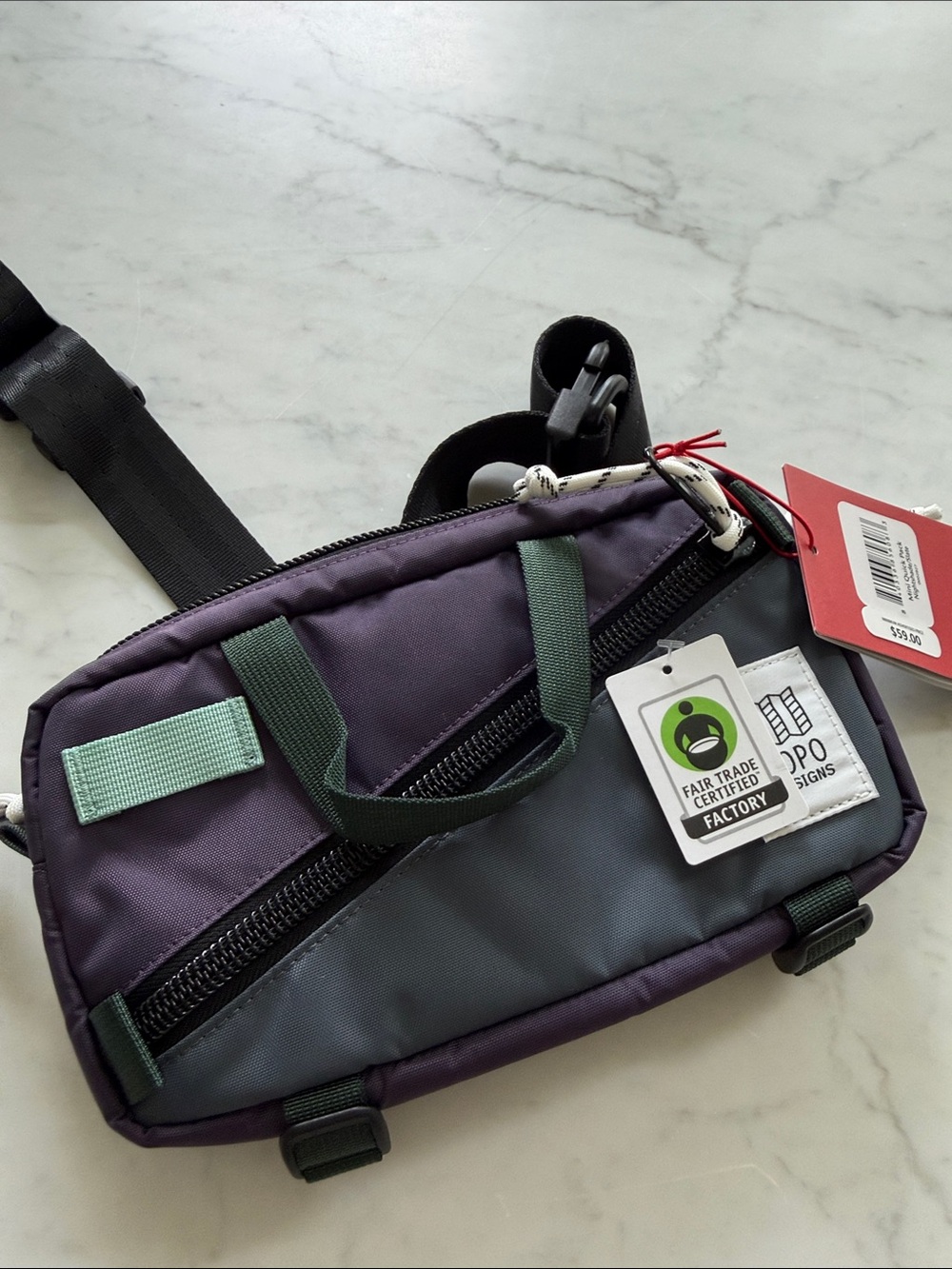 TOPO Purple and Dark Gray Crossbody Sling Bag/fanny pack
